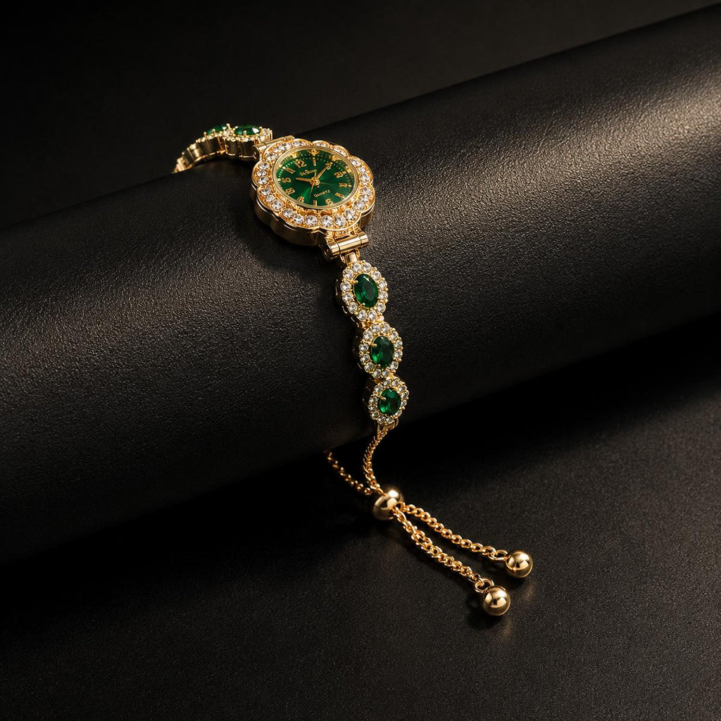 Green Floral Bracelet Watch — product view 3