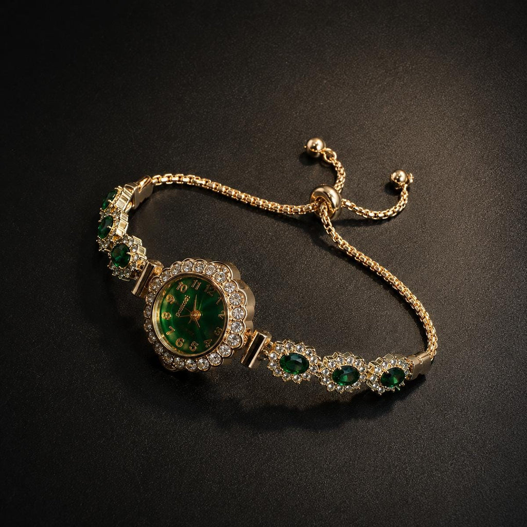 Green Floral Bracelet Watch — product view 2