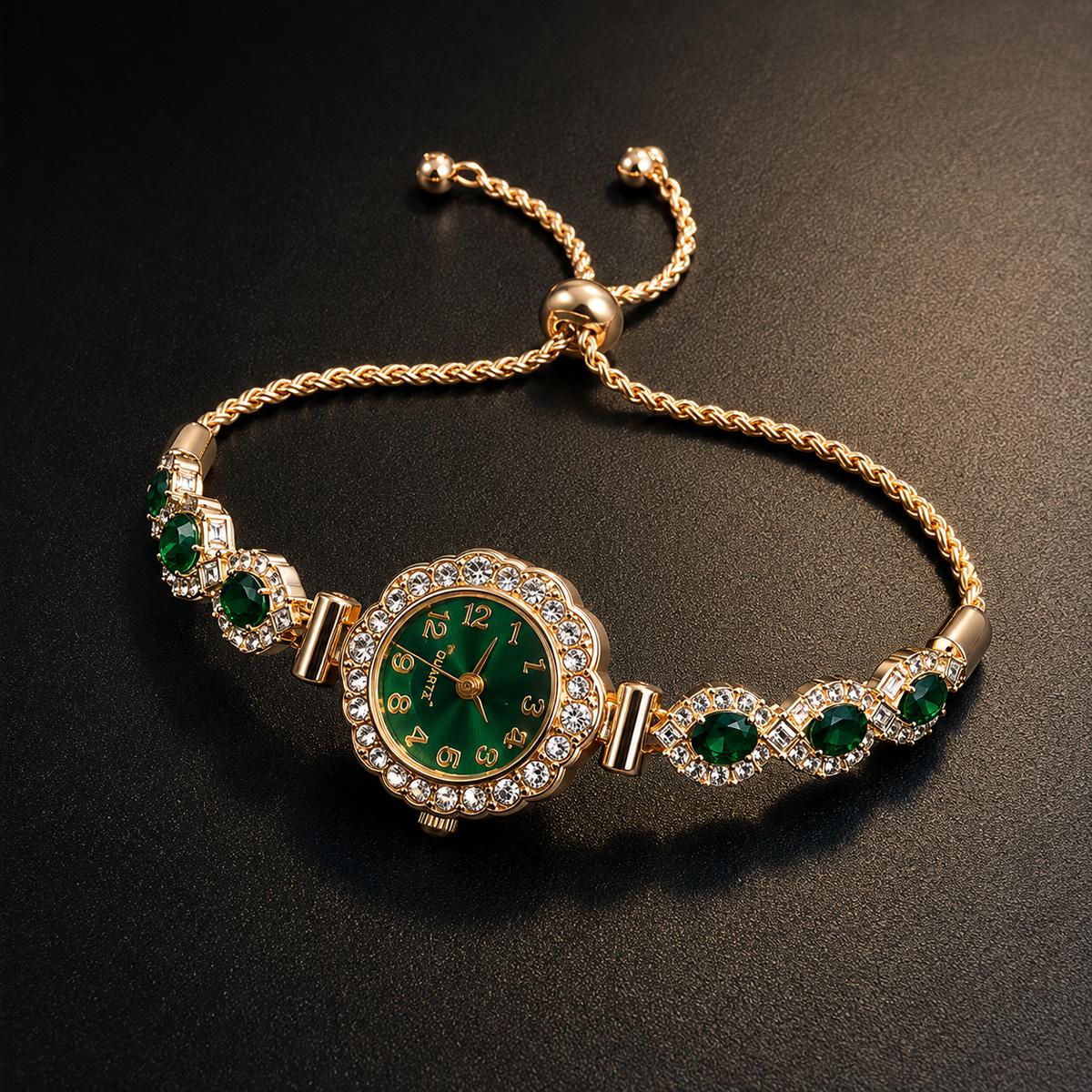 Green Floral Bracelet Watch — product view 4
