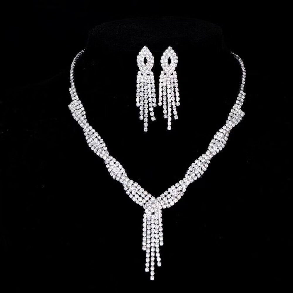 Rhinestone Necklace & Earrings Set